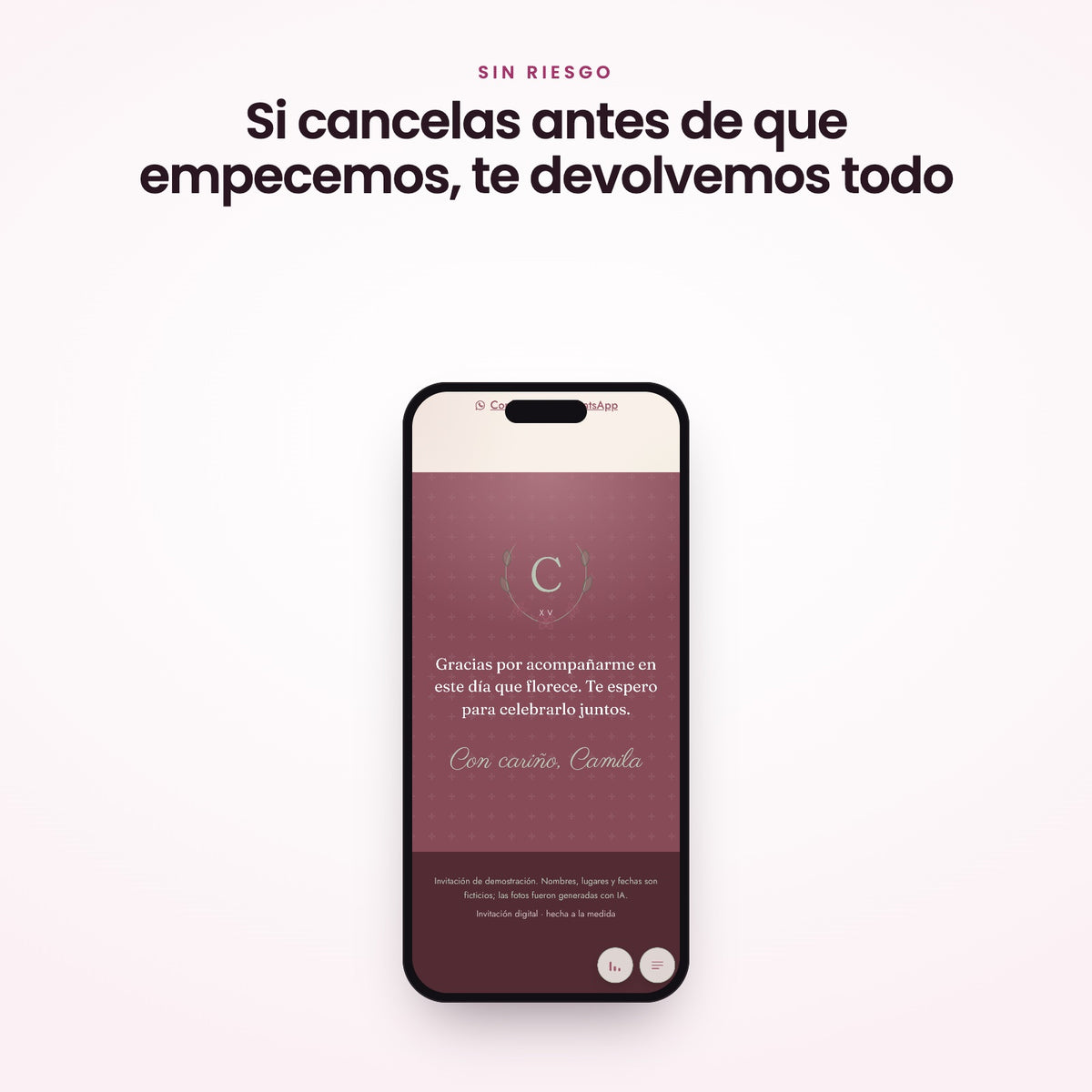 Despedida de una invitación de ejemplo en estilo Floral